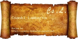 Csanki Lamberta névjegykártya